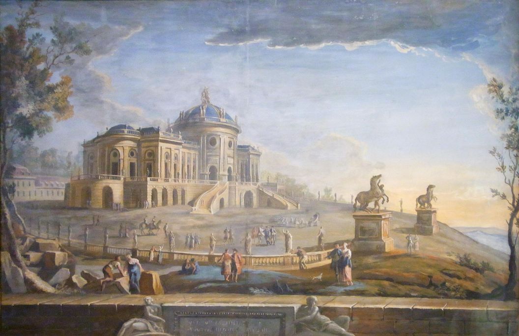 Schloss Solitude, Gemälde von Jean Adrien Claude Servadoni, um 1765