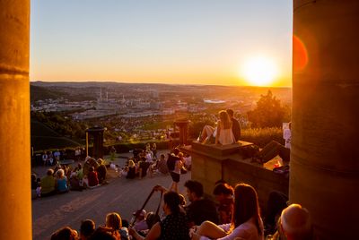 Grabkapelle auf dem Württemberg, Aussicht bei Sonnenuntergang und Abenstimmung