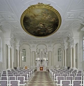 Innenraum der Kapelle von Schloss Solitude, Foto: Staatliche Schlösser und Gärten Baden-Württemberg, Andrea Rachele