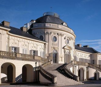 View of the garden side of Solitude Palace with perron and terrace