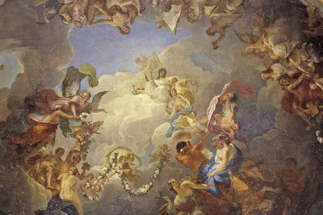 Detail from the ceiling painting in the White Hall depicting the Welfare of Württemberg