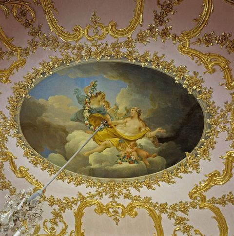 Château de Solitude, Peintures au plafond du salon aux palmiers