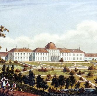 Engraving of Hohenheim Palace in Stuttgart-Hohenheim